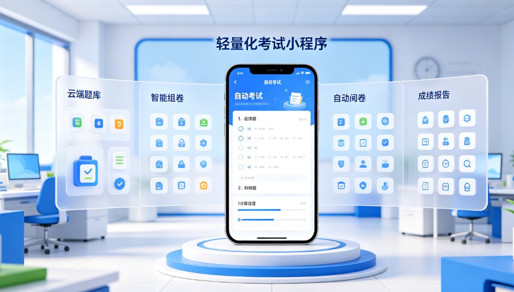 轻量化考试小程序:云端题库、智能组卷、自动考试、自动阅卷与成绩报告